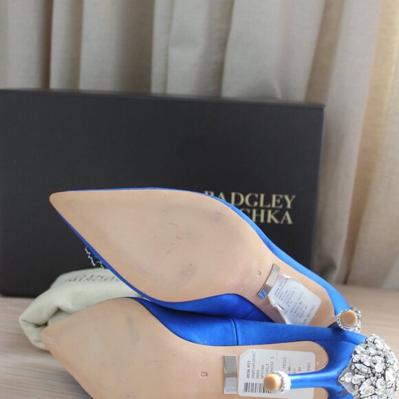 Badgley Mischka Navy Blue Evening Heels - Picture 4 of 9